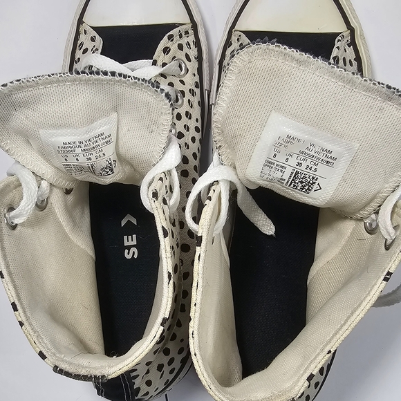Converse Black and Cream Polka Dot High-Tops Sz 8 - Picture 9 of 9